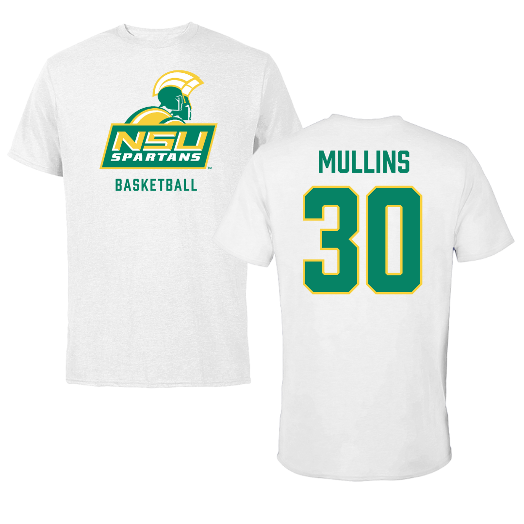 Norfolk State University Basketball White Performance Tee - #30 Paris Mullins