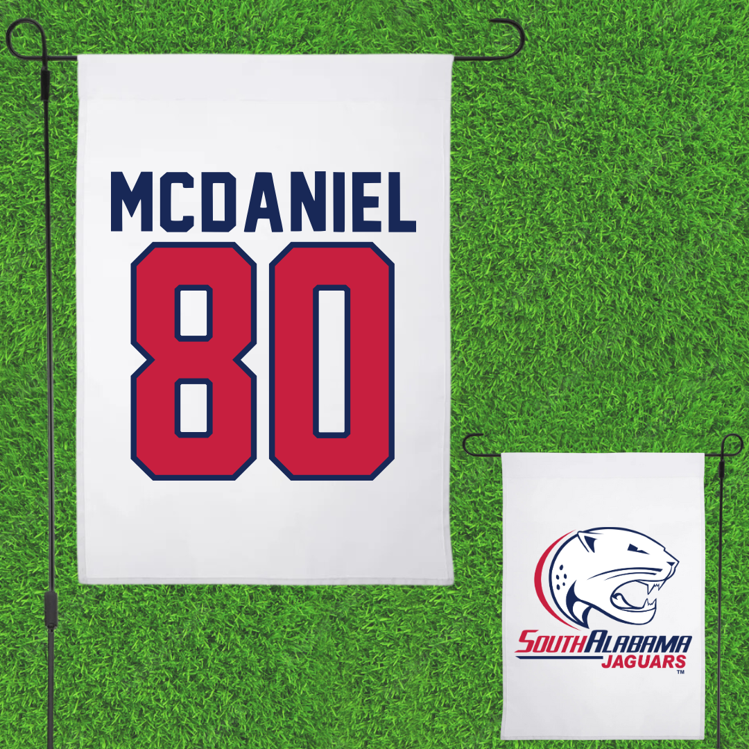 University of South Alabama Football White Garden Flag - #80 Hollis McDaniel