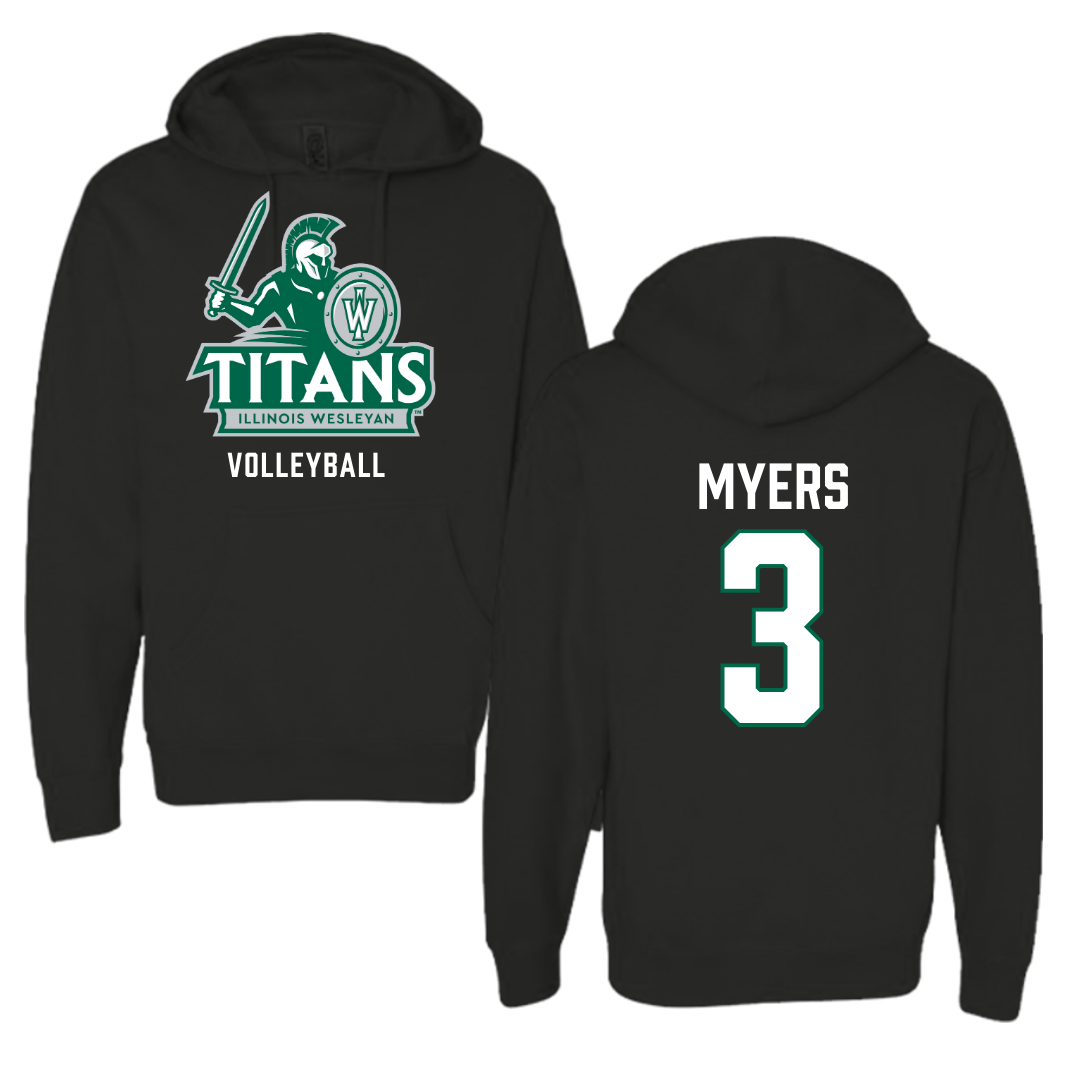 Illinois Wesleyan University Volleyball Black Hoodie - #3 Ryan Myers