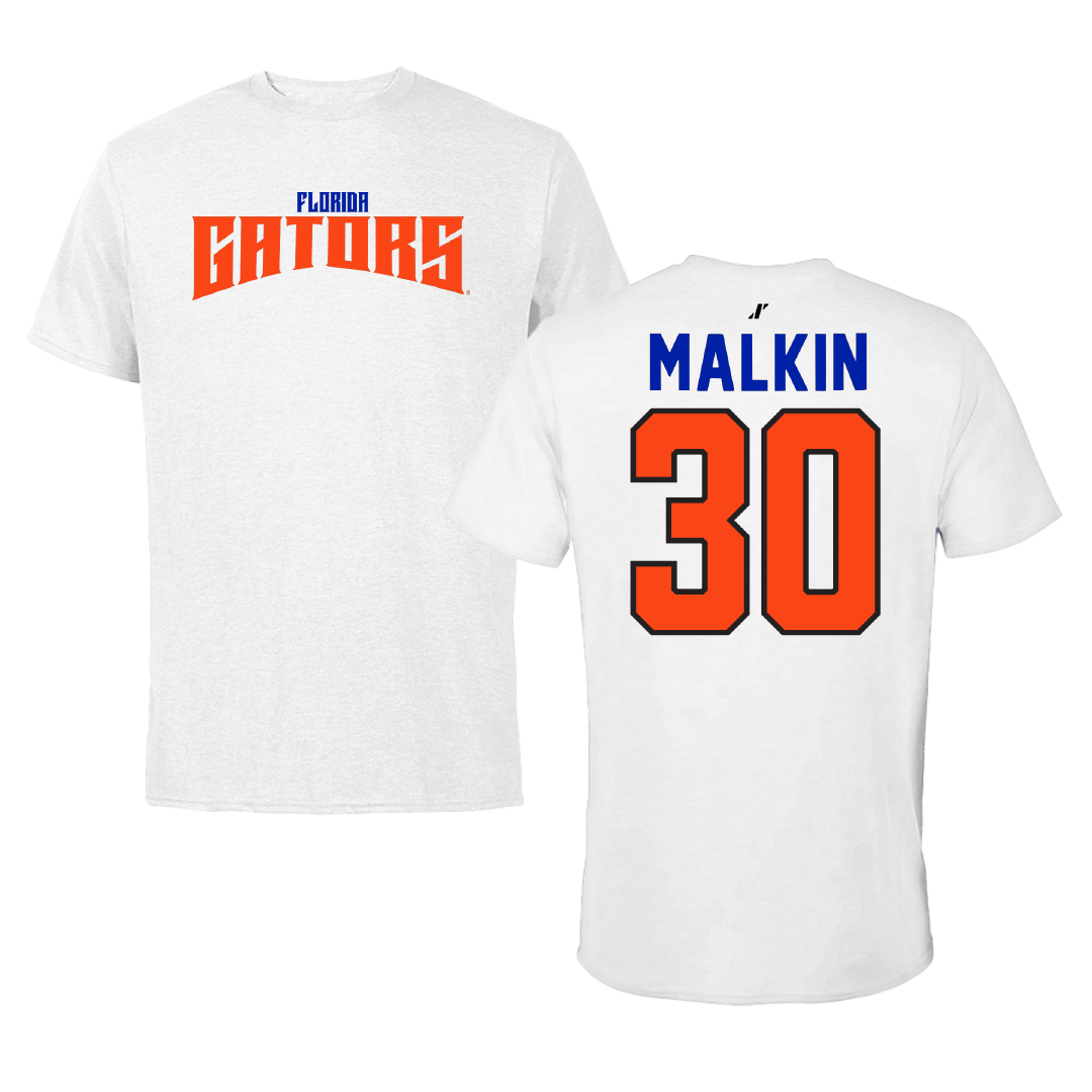 University of Florida Soccer White Classic Tee - #30 Amelia Malkin