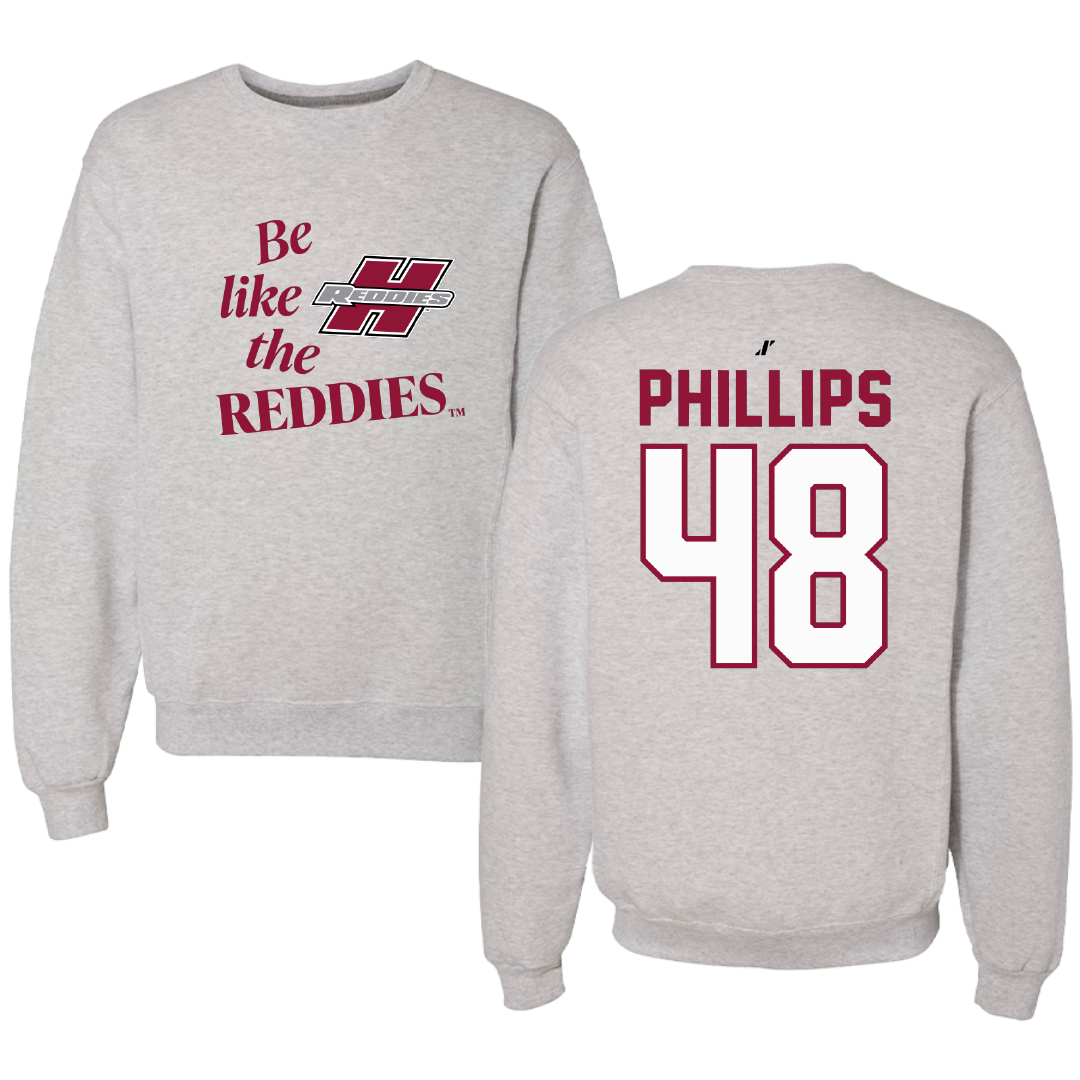 Henderson State University Baseball Light Gray Be Like Us Crewneck - #48 Austin Phillips