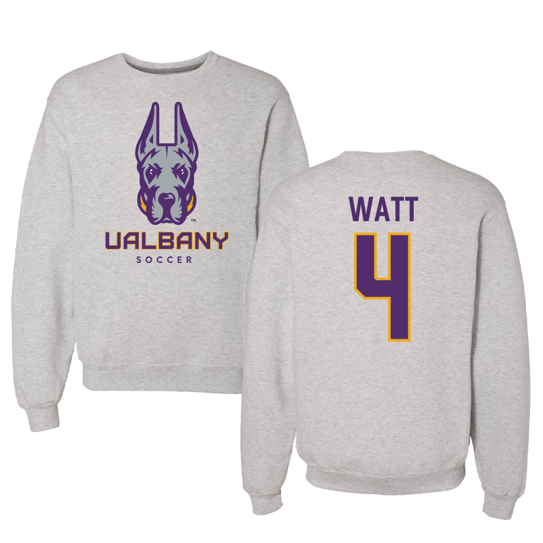 University at Albany Soccer Gray Crewneck - #4 Lucas Watt