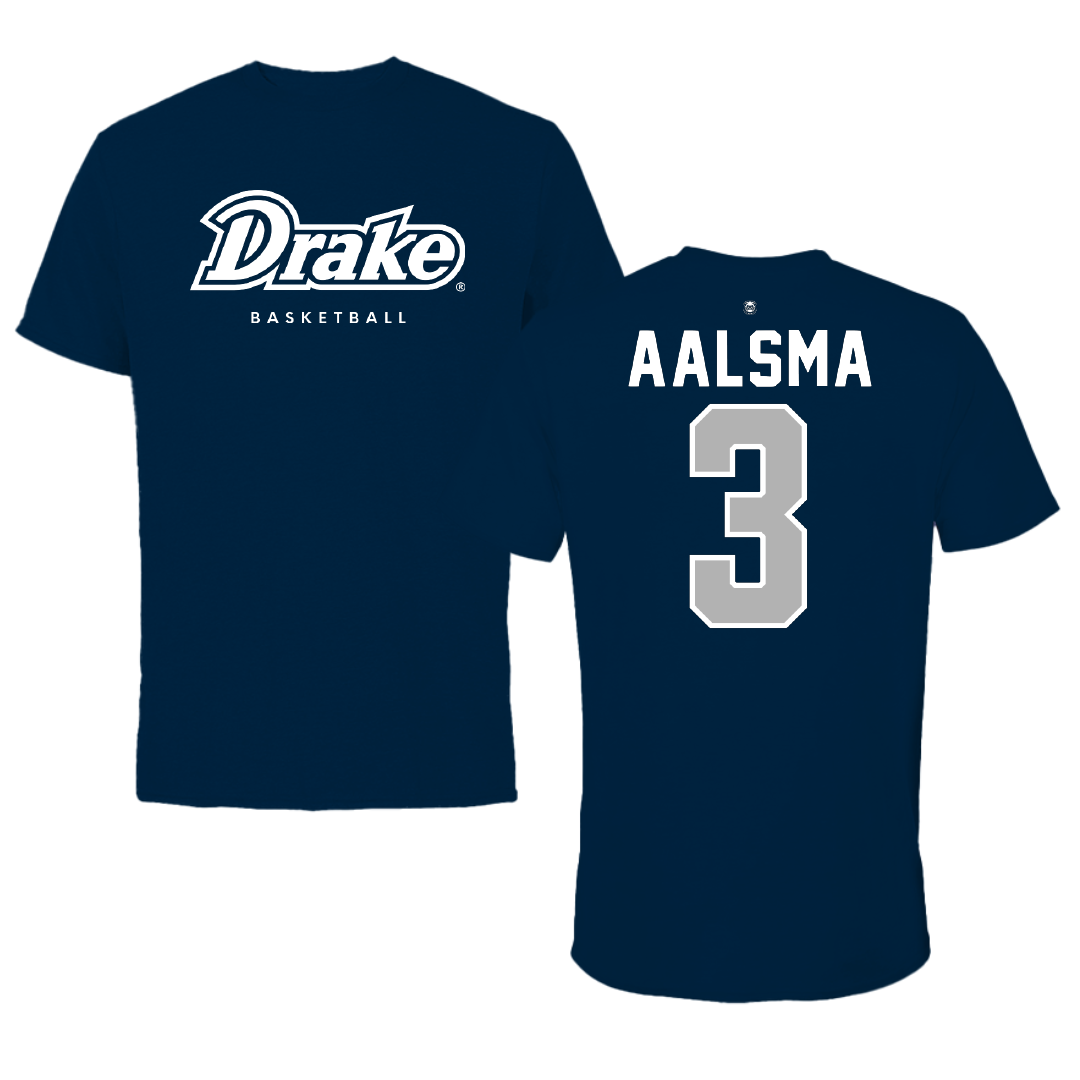 Drake University Basketball Navy Tee - #3 Abbie Aalsma