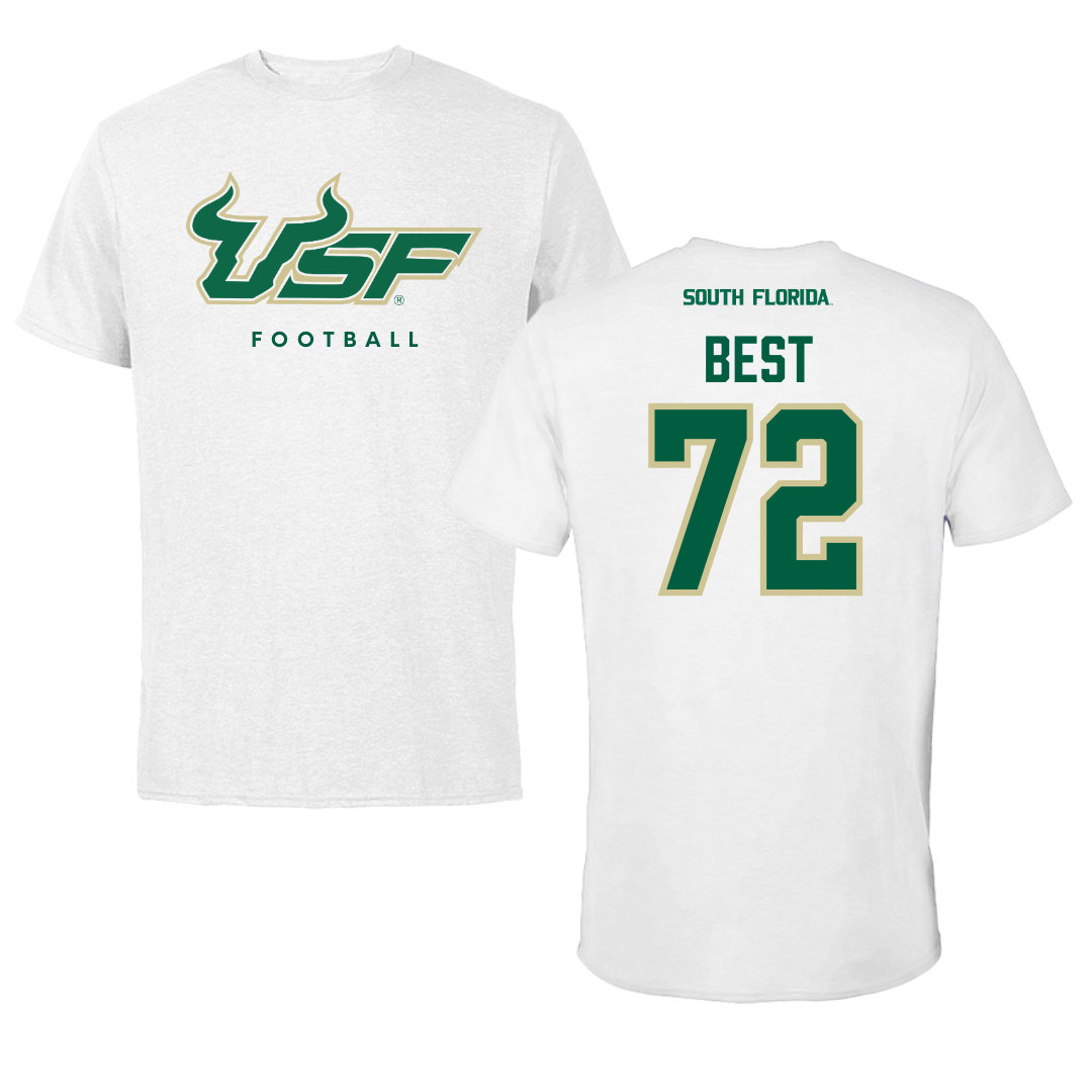 University of South Florida Football White Performance Tee - #72 Cole Best