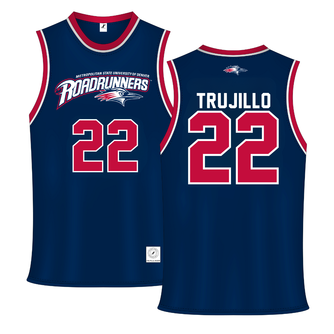 Metropolitan State University of Denver Navy Basketball Jersey - #22 Lex Trujillo