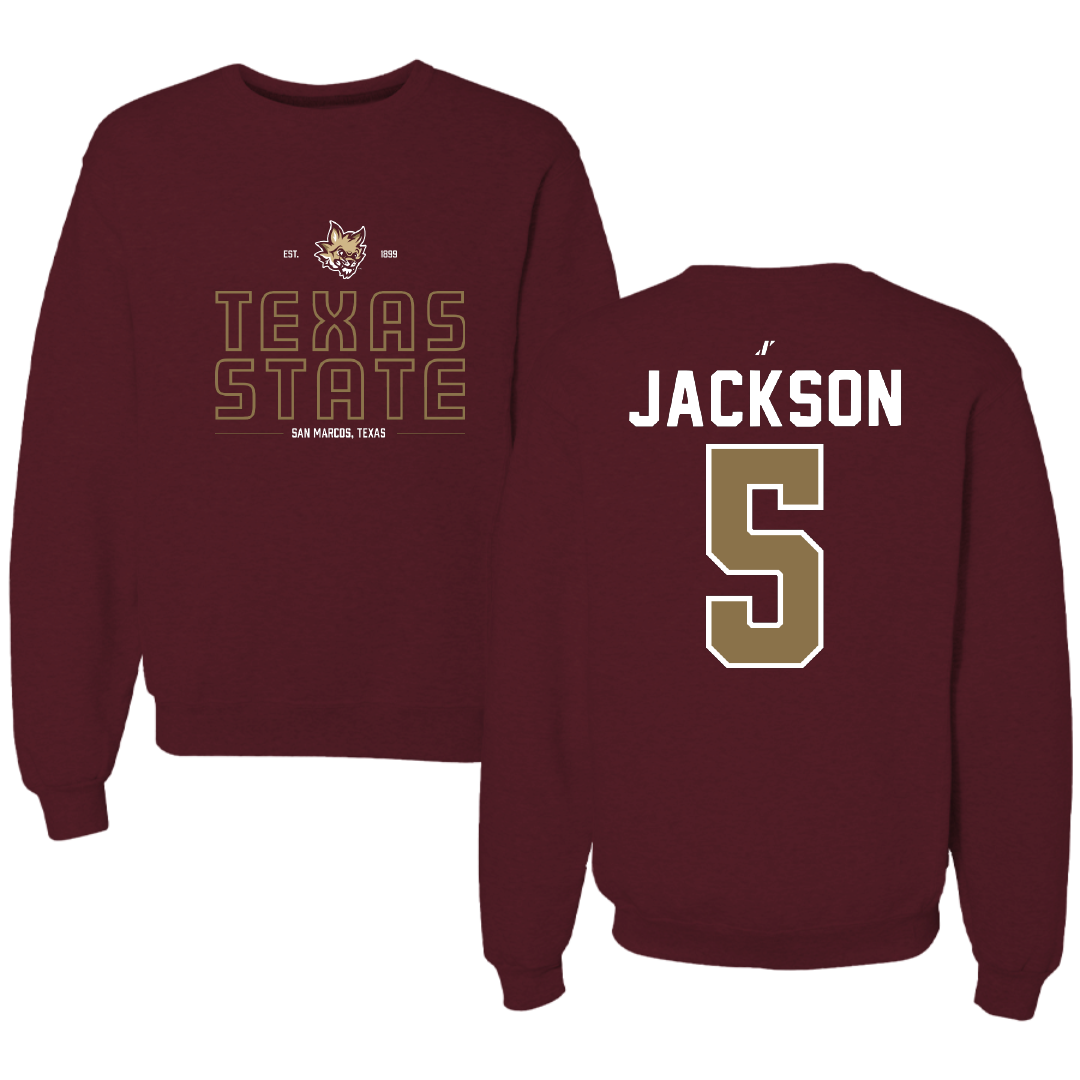Texas State University Football Maroon General Crewneck - #5 Darius Jackson