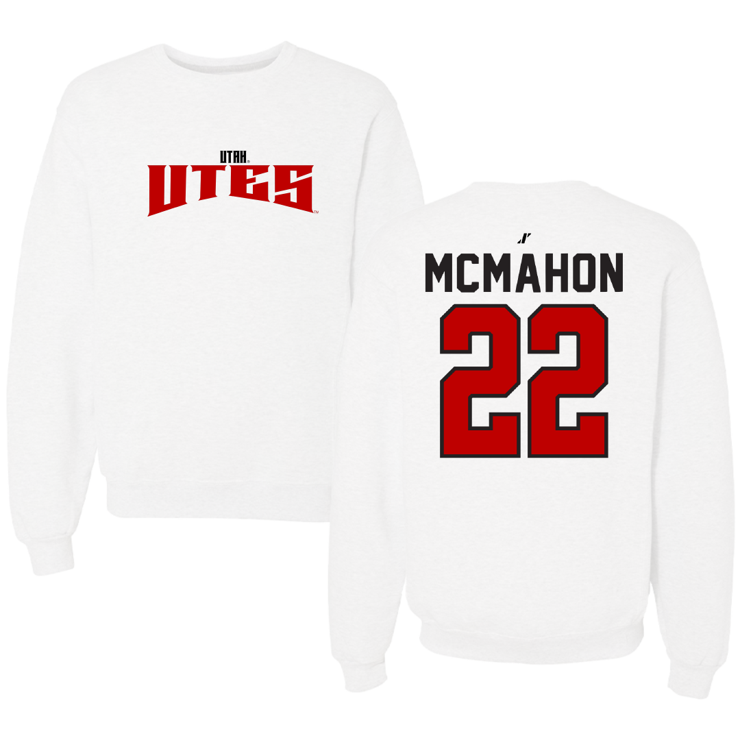 University of Utah Lacrosse White Classic Crewneck - #22 MJ McMahon