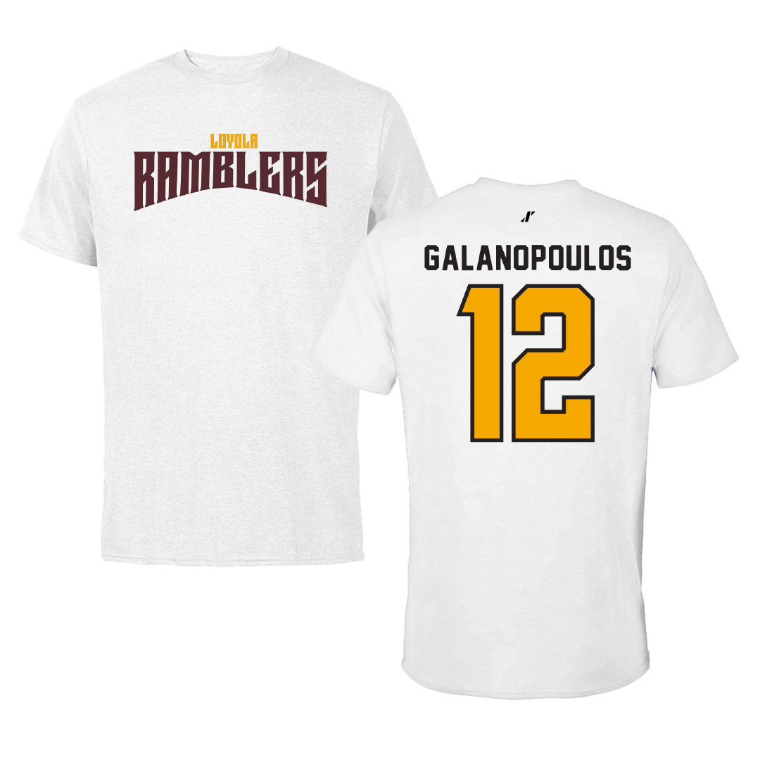 Loyola University-Chicago Basketball White Classic Tee - #12 Sam Galanopoulos