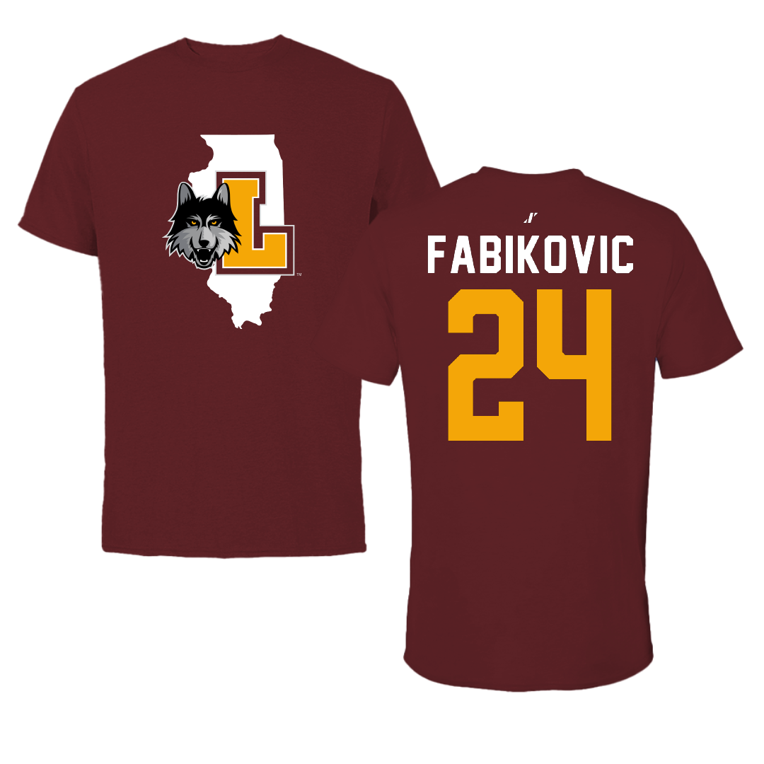Loyola University-Chicago Volleyball Maroon State Tee - #24 Daniel Fabikovic