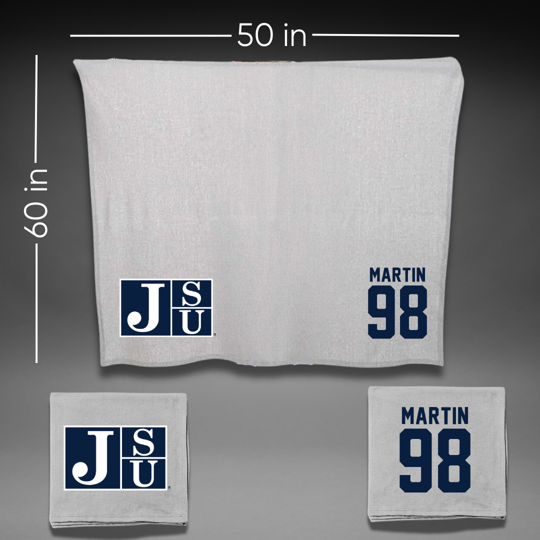 Jackson State University Football Gray Blanket - #98 Tyas Martin
