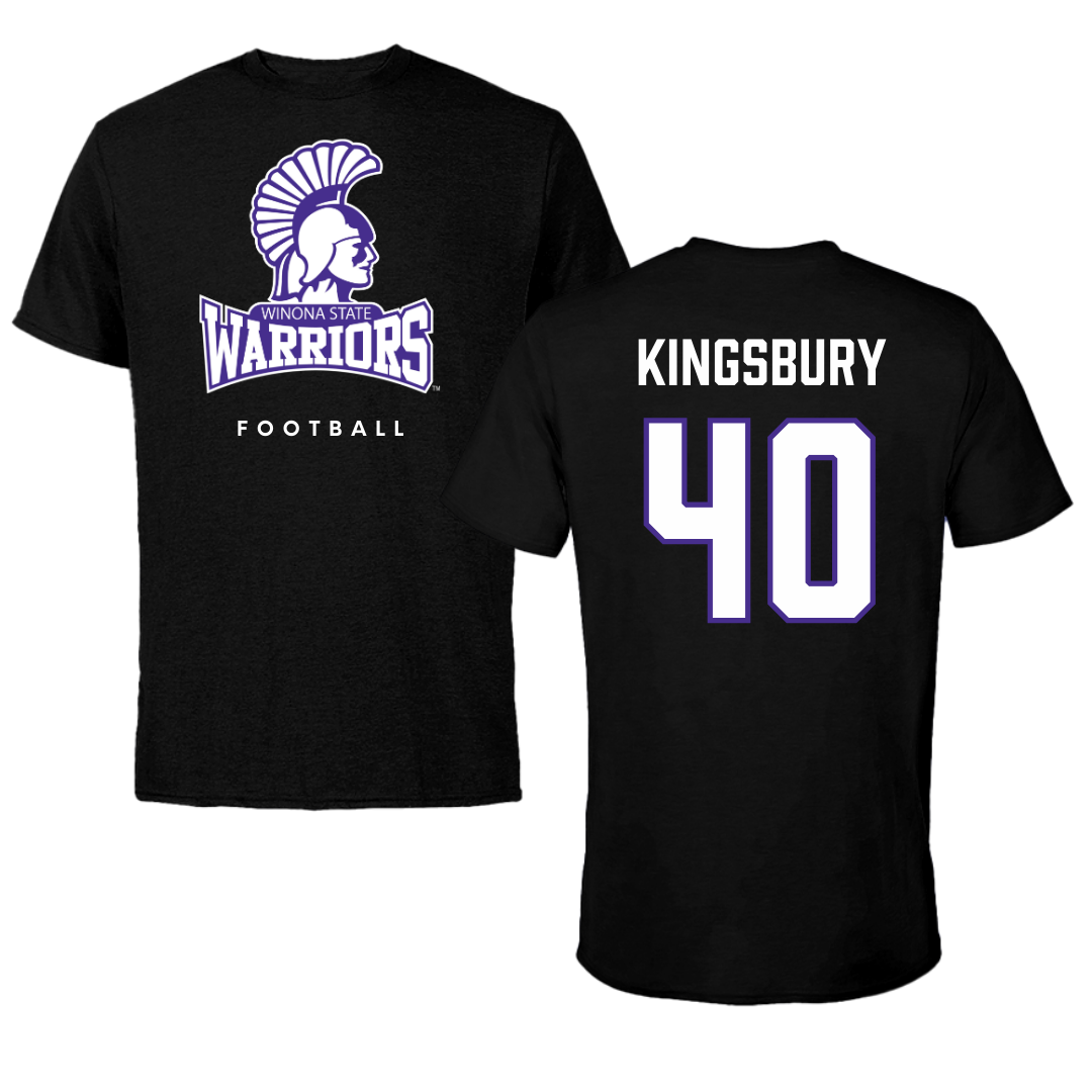 Winona State University Football Black Performance Tee - #40 Ben Kingsbury