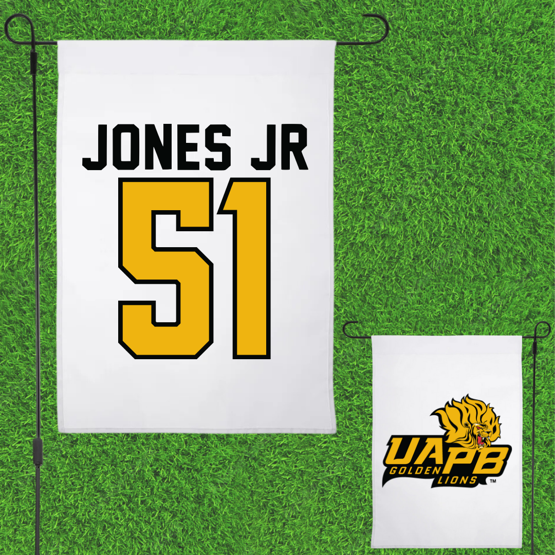 University of Arkansas-Pine Bluff Football White Garden Flag - #51 Rolando Jones Jr