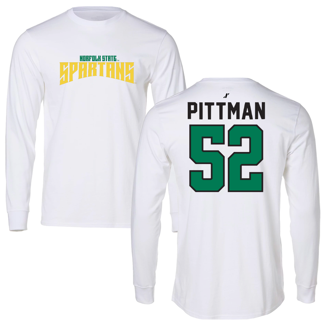 Norfolk State University Football White Classic Performance Long Sleeve - #52 Austin Pittman