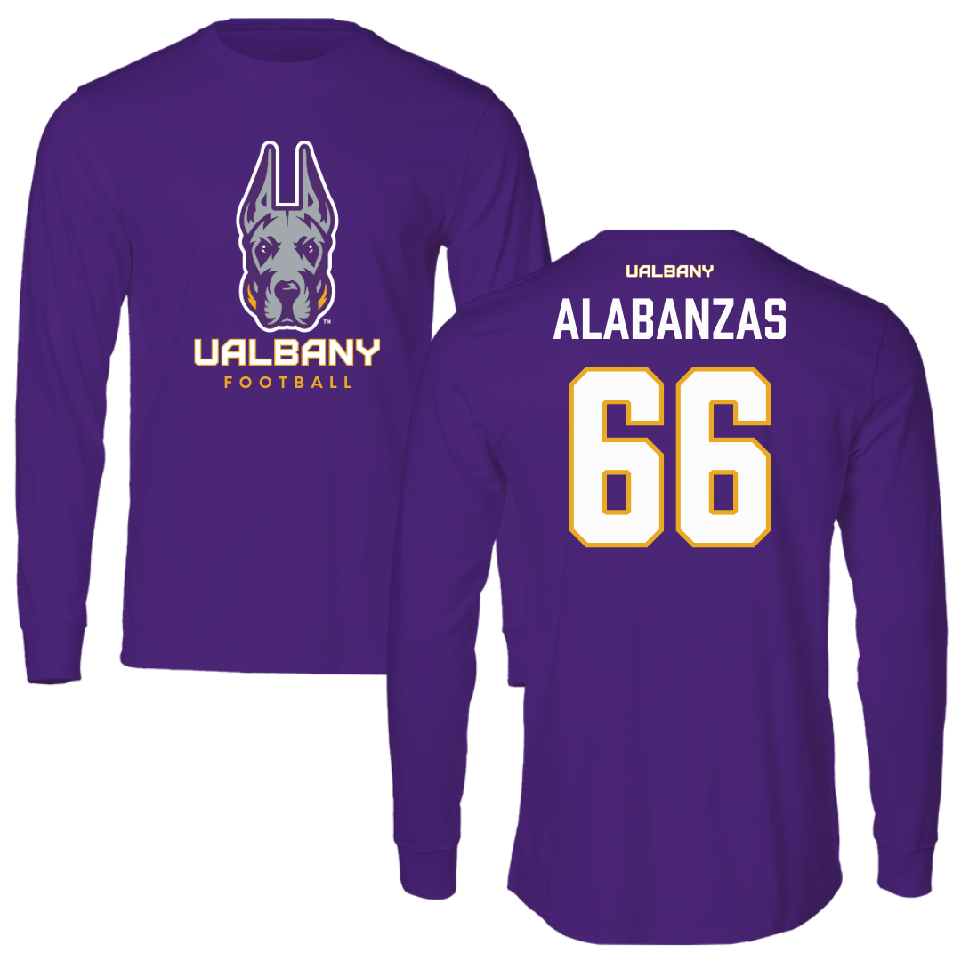 University at Albany Football Purple Mascot Long Sleeve - #66 Christopher Alabanzas