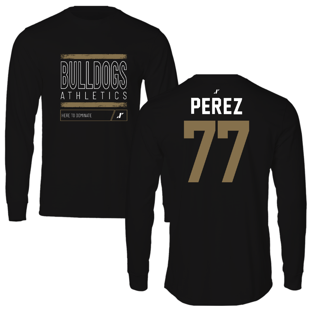 Bryant University Football Black Dominate Long Sleeve - #77 Anthony Perez