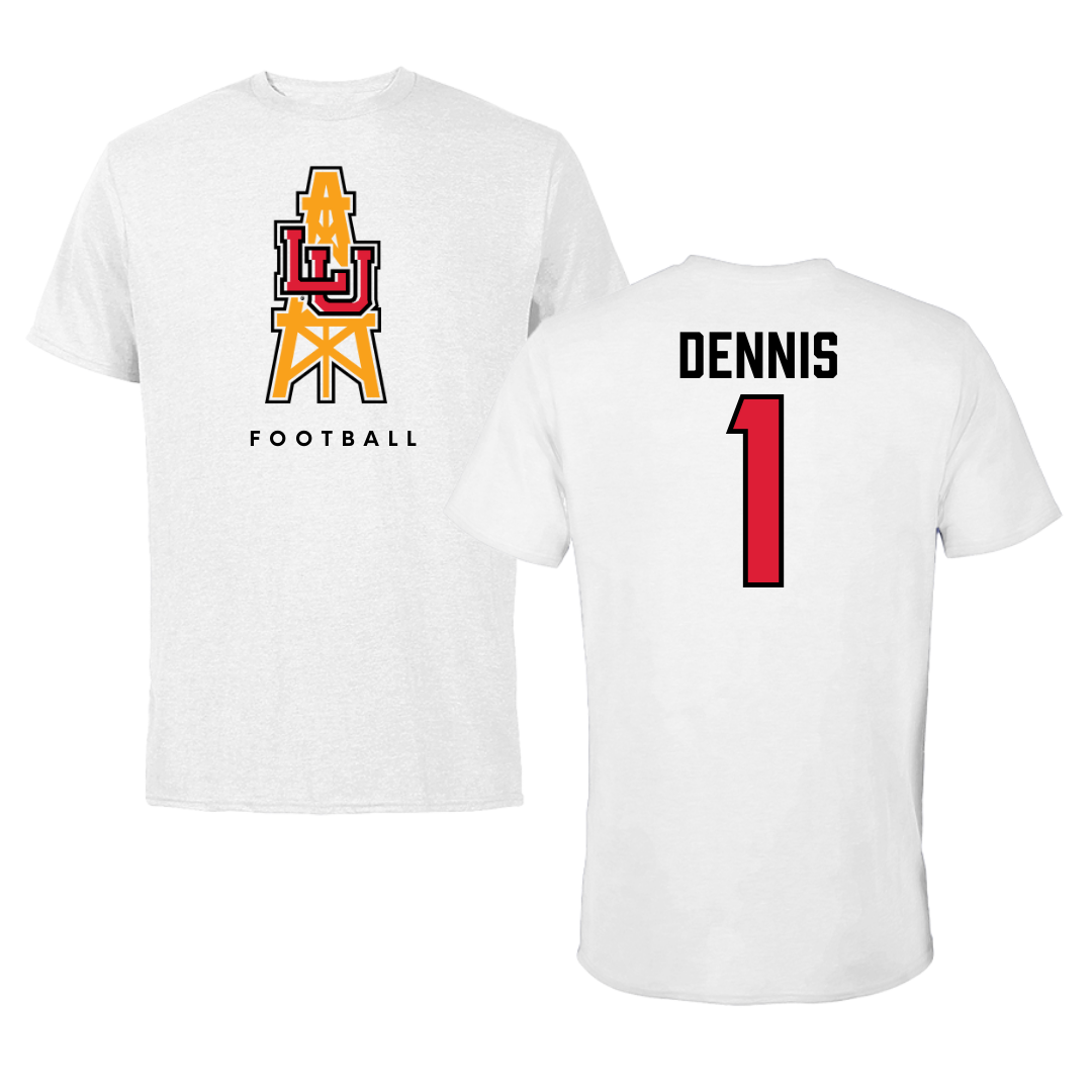 Lamar University Football White Performance Tee - #1 Andre Dennis