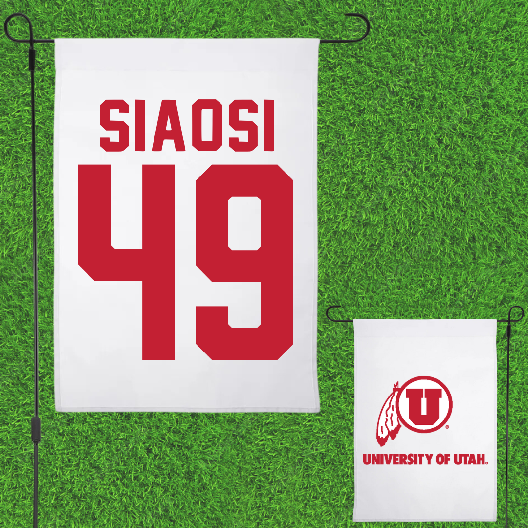 University of Utah Football White Garden Flag - #49 Jason Siaosi