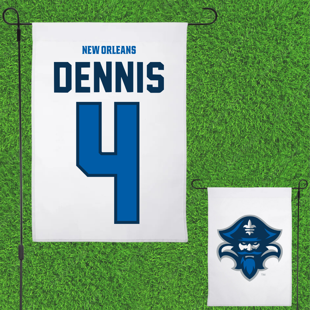 University of New Orleans Baseball White Garden Flag - #4 Cortez Dennis