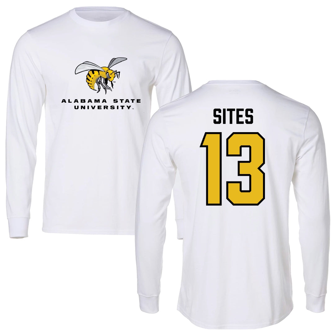 Alabama State University Soccer White Block Long Sleeve - #13 Briana Sites