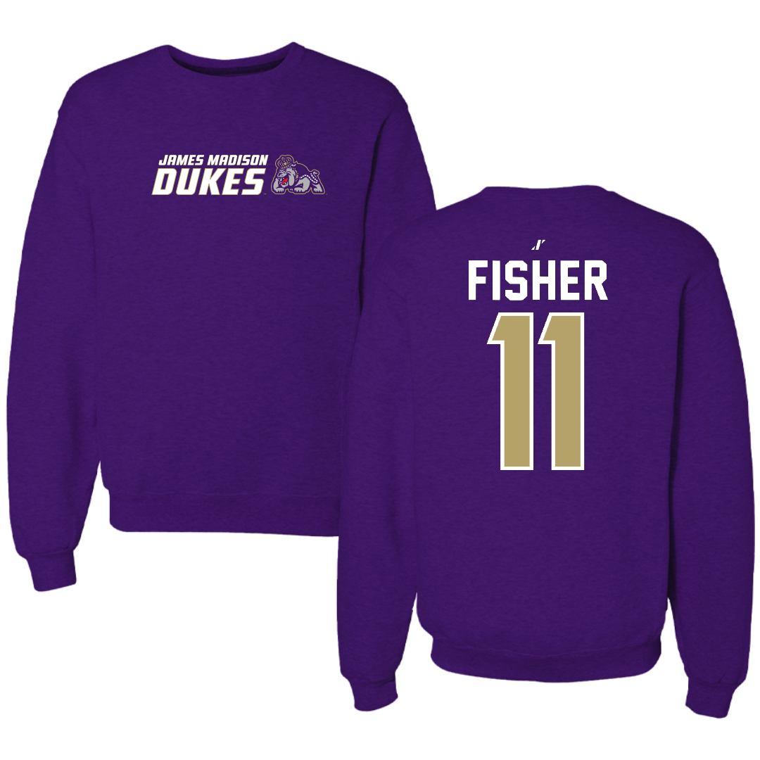 James Madison University Football Purple General Crewneck - #11 Aiden Fisher