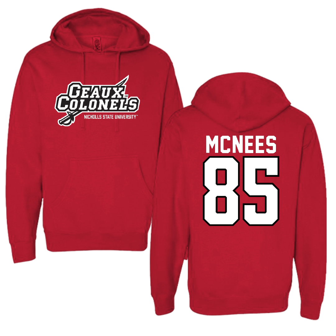 Nicholls State University Football Red General Hoodie - #85 Christian Mcnees