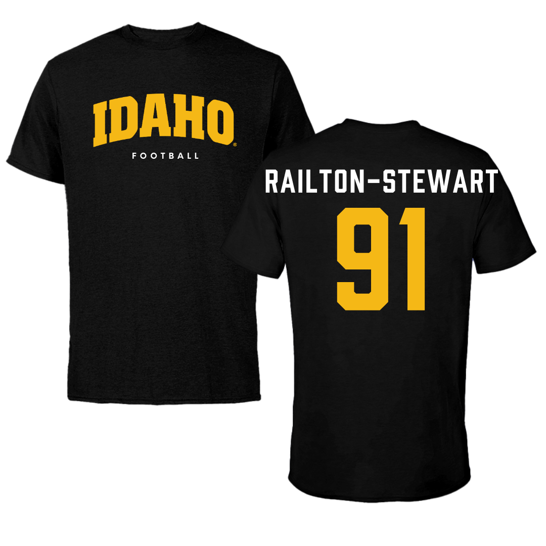 University of Idaho Football Black Idaho Performance Tee - #91 Malakai Railton-Stewart