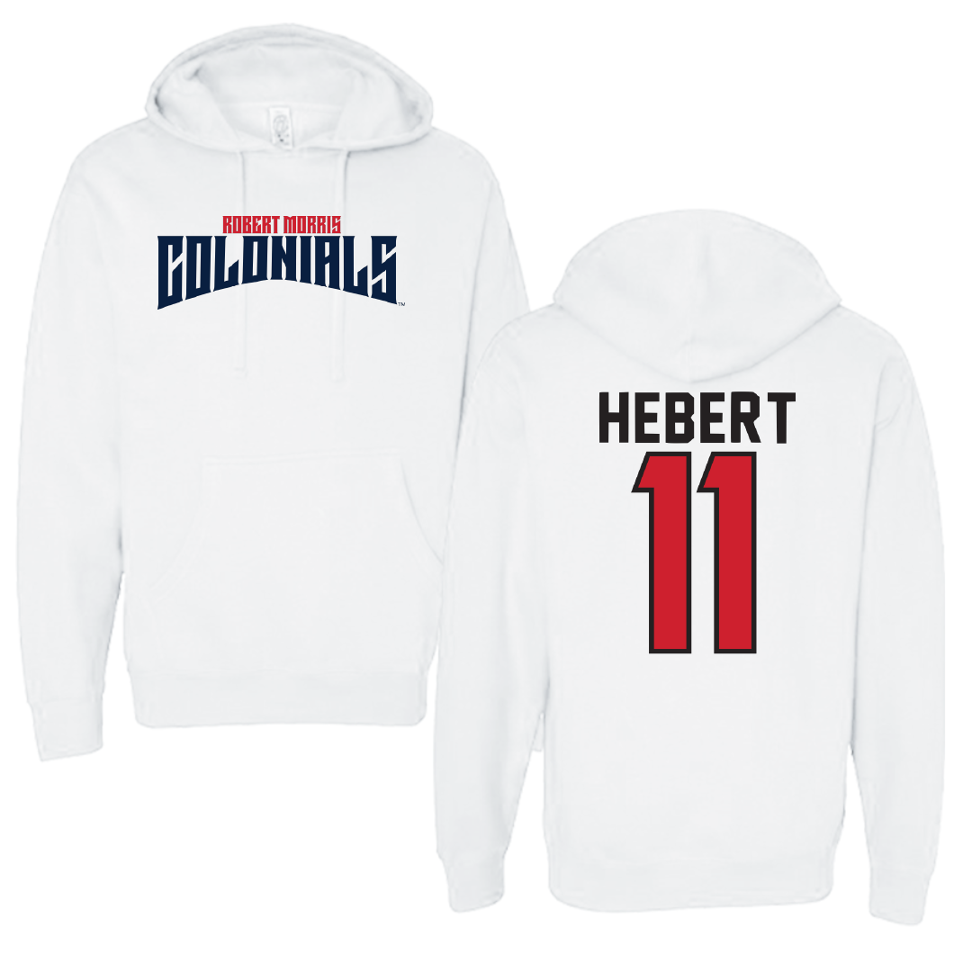 Robert Morris University Ice Hockey White Classic Hoodie - #11 Cameron Hebert