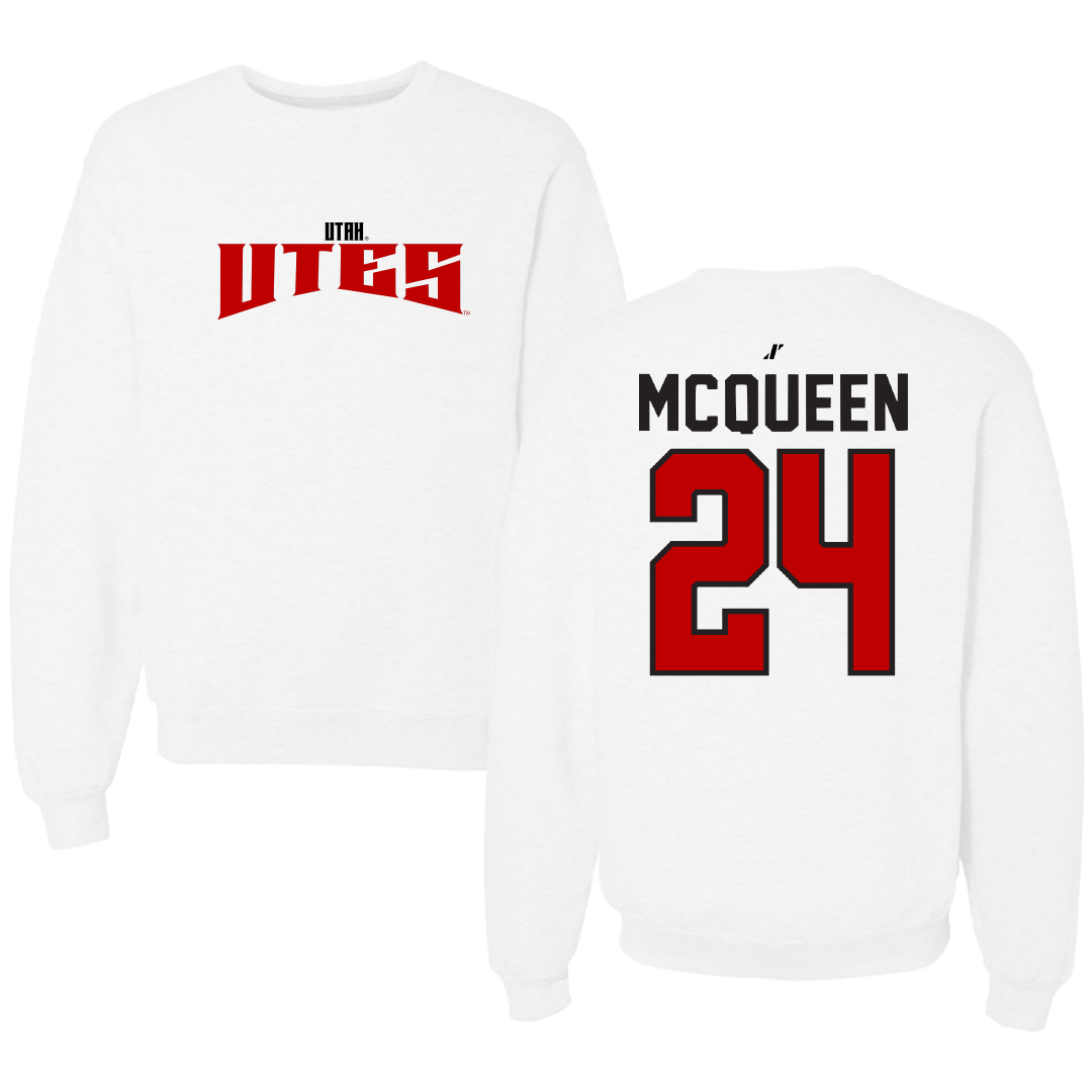 University of Utah Basketball White Classic Crewneck - #24 Kennady McQueen