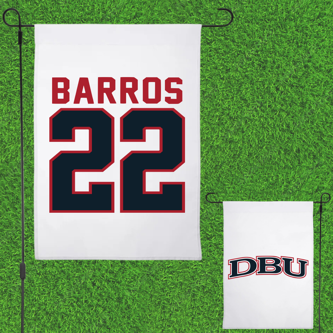Dallas Baptist University Soccer White Garden Flag - #22 Nicolas Barros