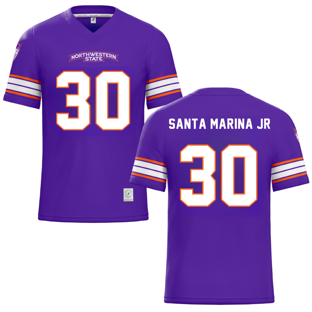 Northwestern State University Purple Football Jersey - #30 Troy Santa Marina Jr
