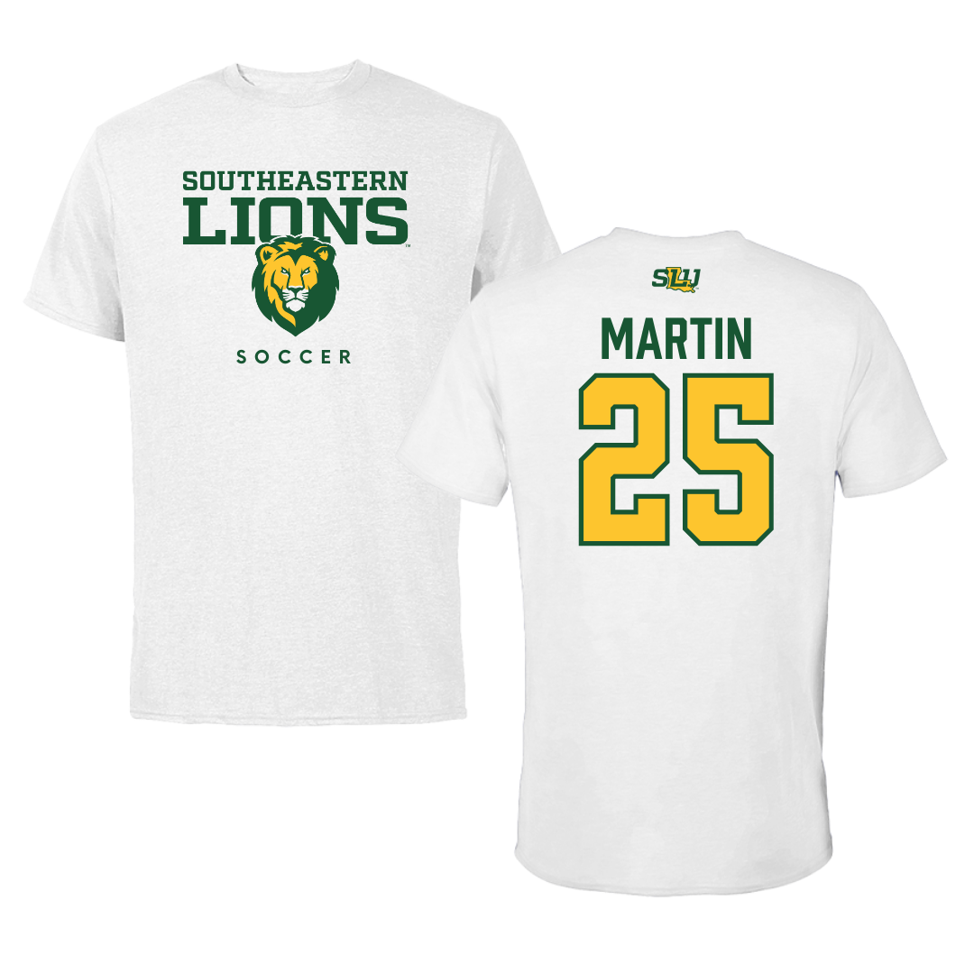 Southeastern Louisiana University Soccer White Tee - #25 Mia Martin