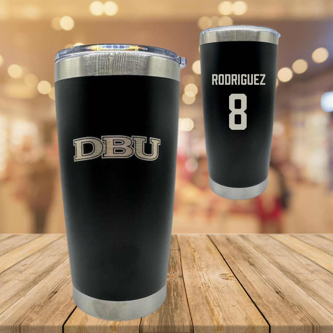 Dallas Baptist University Lacrosse Black Stainless Steel Tumbler - #8 Brandon Rodriguez