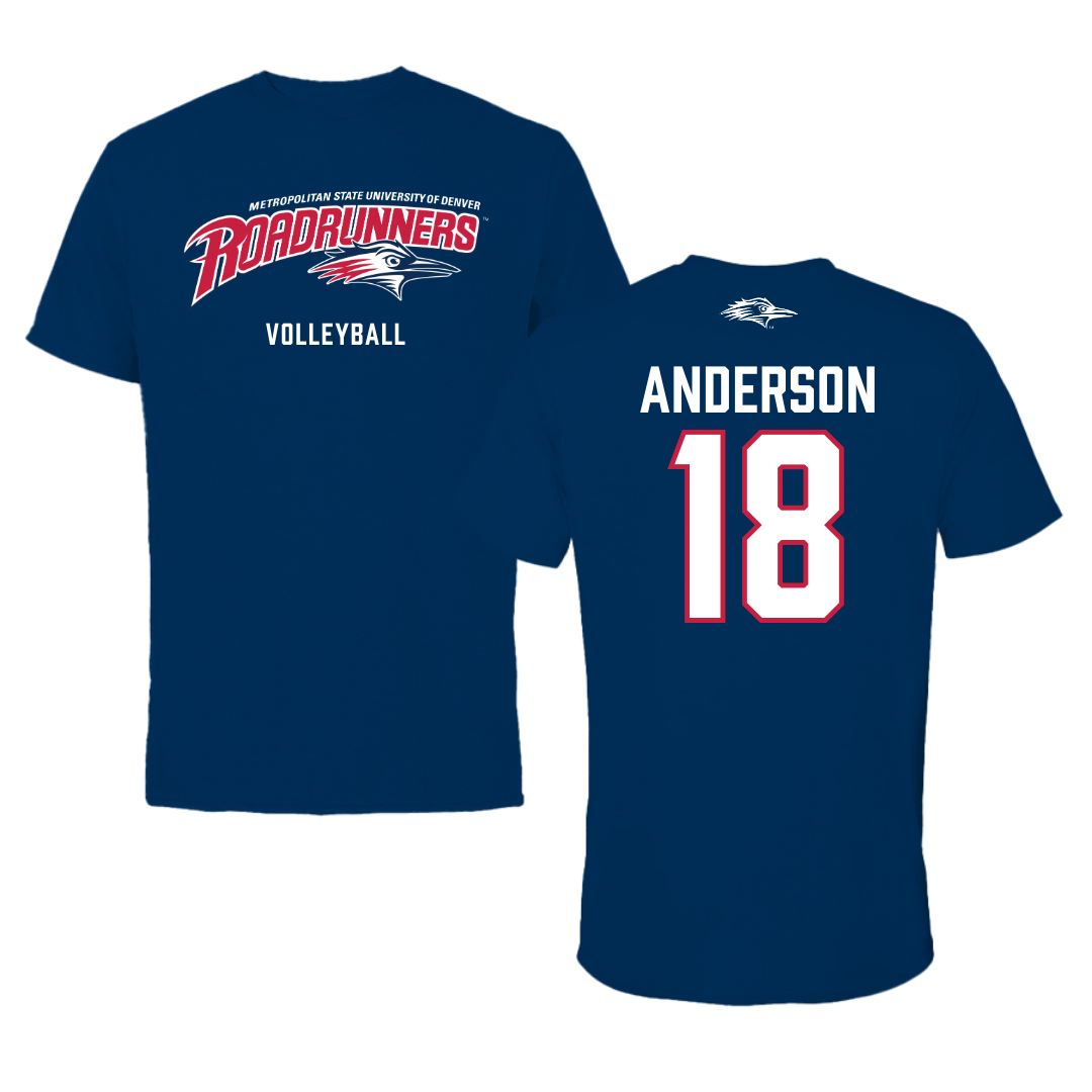 Metropolitan State University of Denver Volleyball Navy Tee - #18 Riley Anderson