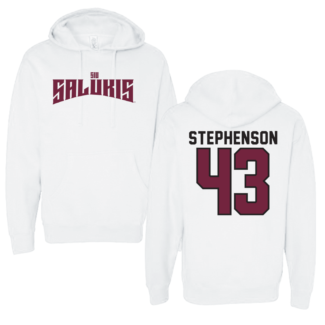 Southern Illinois University at Carbondale Football White Classic Hoodie - #43 Cade Stephenson