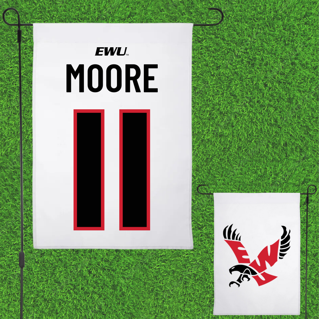 Eastern Washington University Soccer White Garden Flag - #11 Kendall Moore
