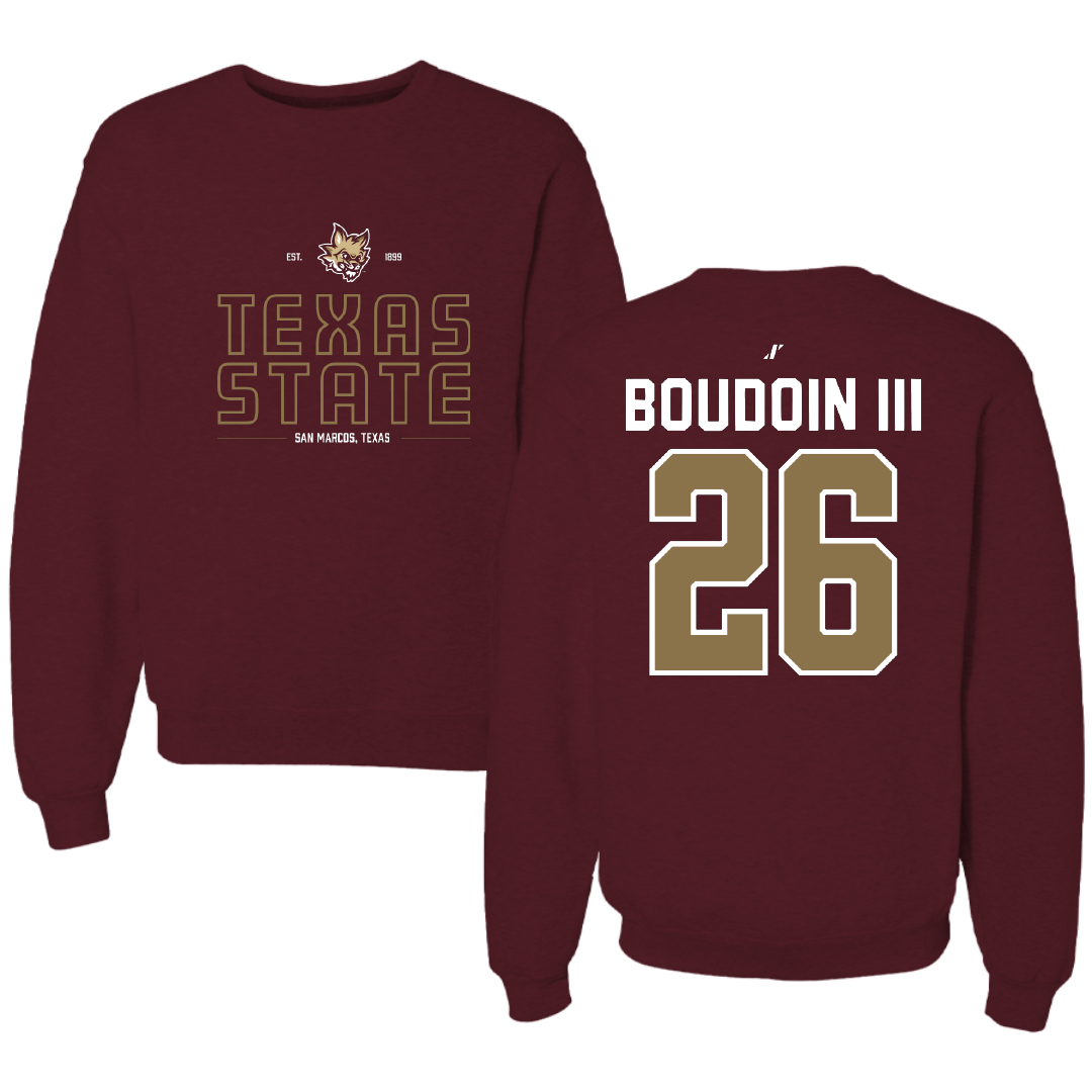 Texas State University Football Maroon General Crewneck - #26 Michael Boudoin III