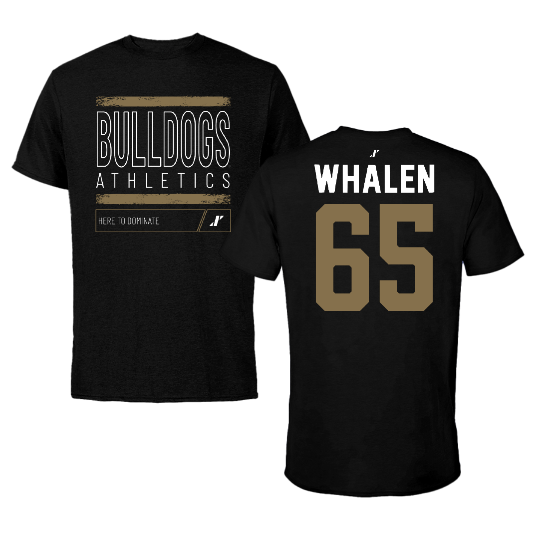 Bryant University Football Black Dominate Tee - #65 Wyatt Whalen