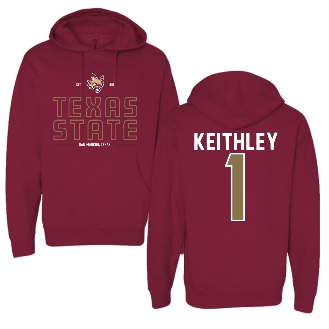 Texas State University Baseball Maroon General Hoodie - #1 Carson Keithley