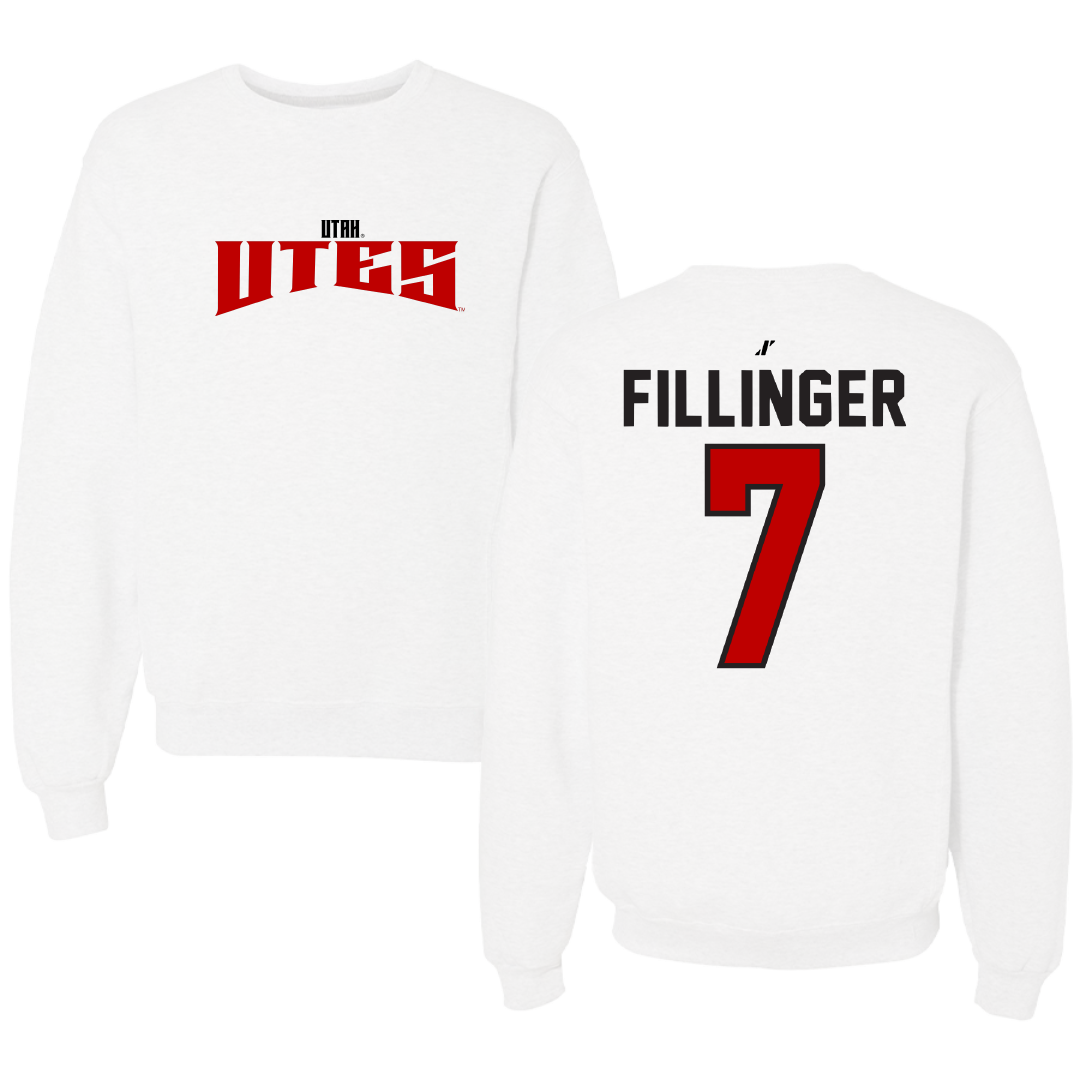University of Utah Football White Classic Crewneck - #7 Van Fillinger
