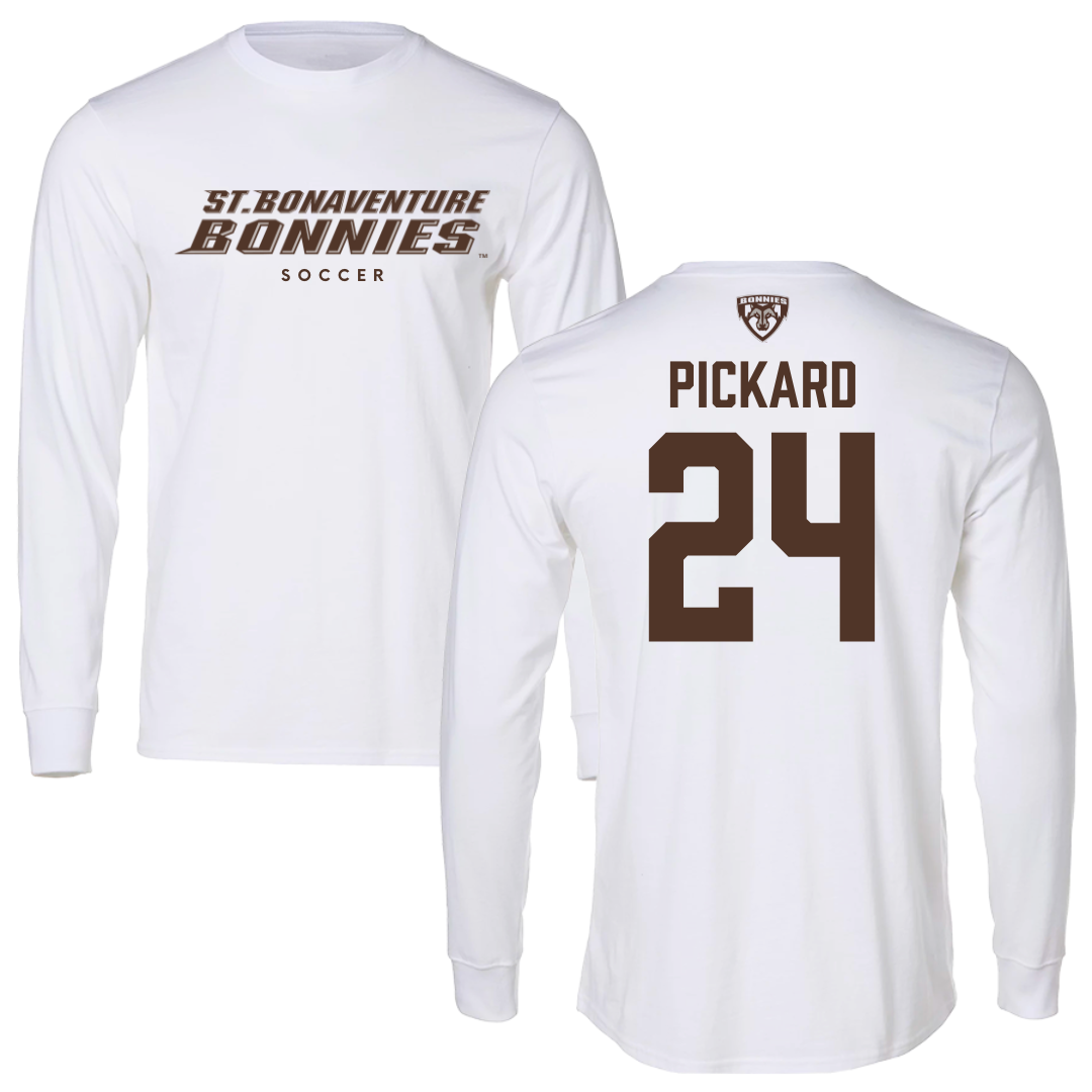 St. Bonaventure University Soccer White Performance Long Sleeve - #24 Kristin Pickard