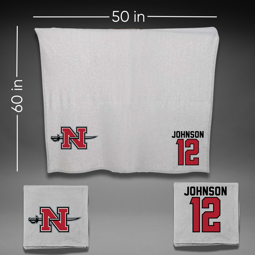 Nicholls State University Baseball Gray Blanket - #12 Tyler Johnson