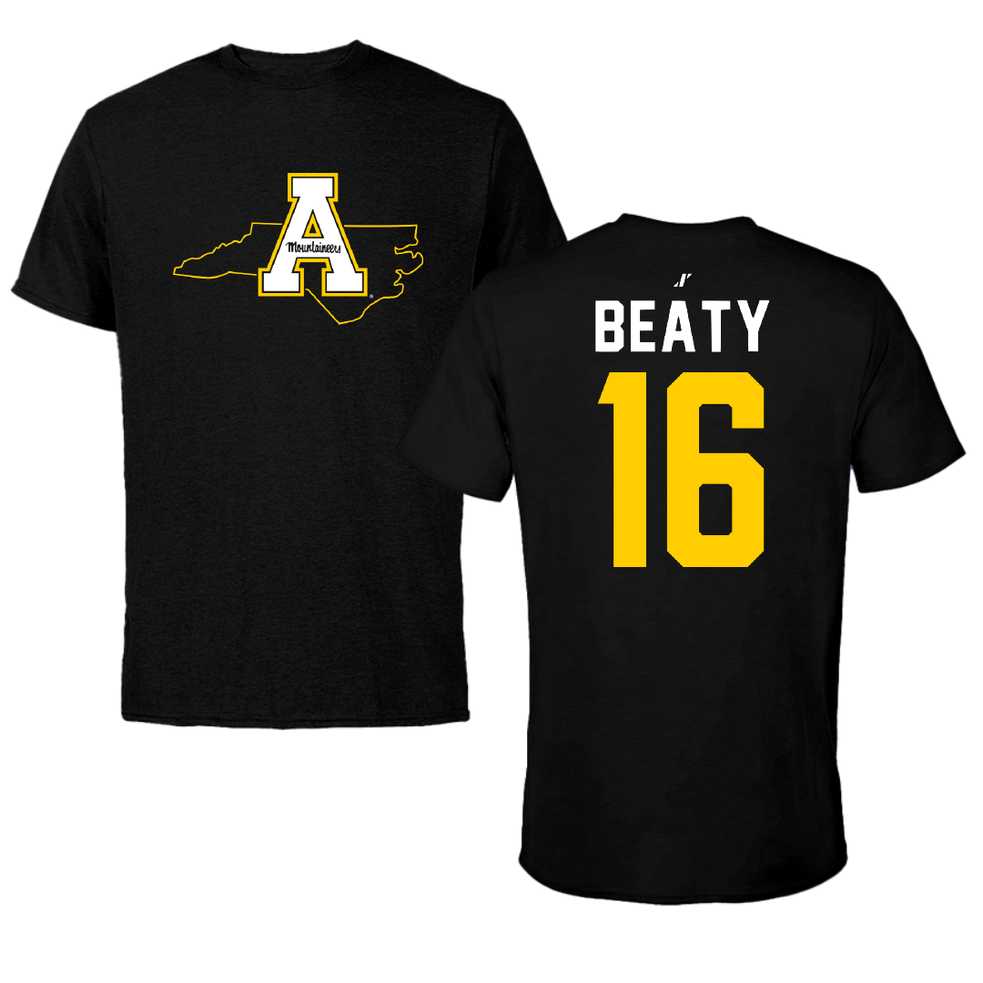 Appalachian State University Baseball Black State Tee - #16 Jake Beaty