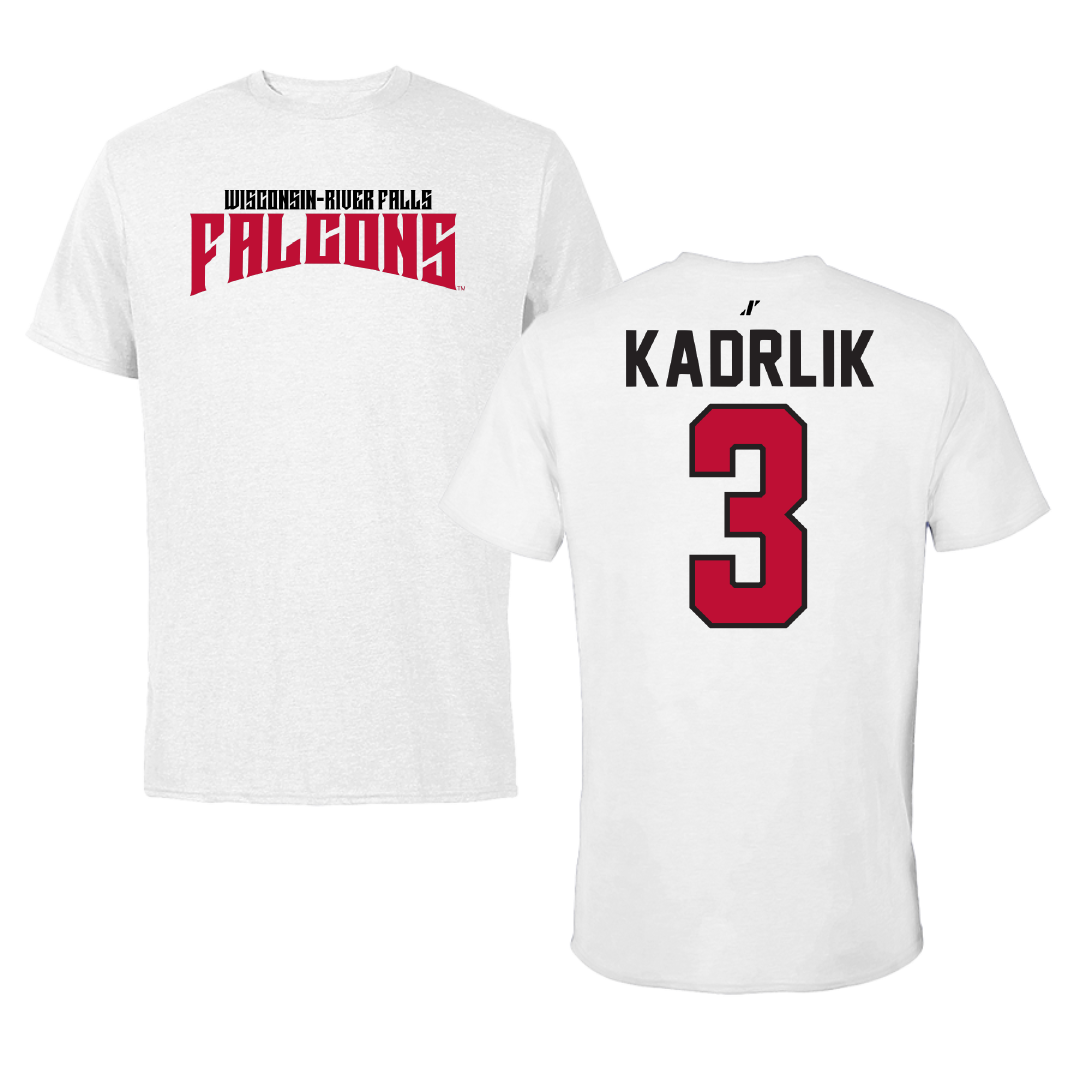University of Wisconsin-River Falls Ice Hockey White Classic Performance Tee - #3 Madison Kadrlik