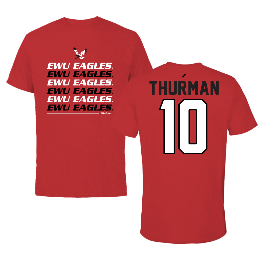 Eastern Washington University Football Red General Performance Tee - #10 Trevor Thurman