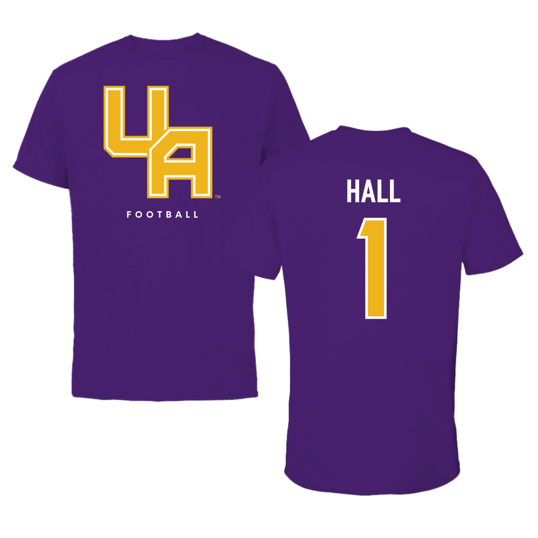 University at Albany Football Purple Block Tee - #1 Aamir Hall