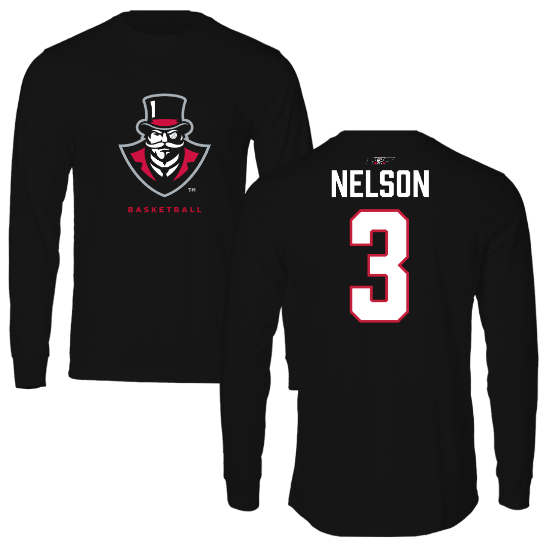 Austin Peay State University Basketball Black Mascot Performance Long Sleeve - #3 Anala Nelson