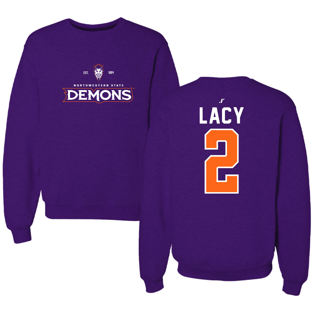 Northwestern State University Football Purple General Crewneck - #2 Kennieth Lacy
