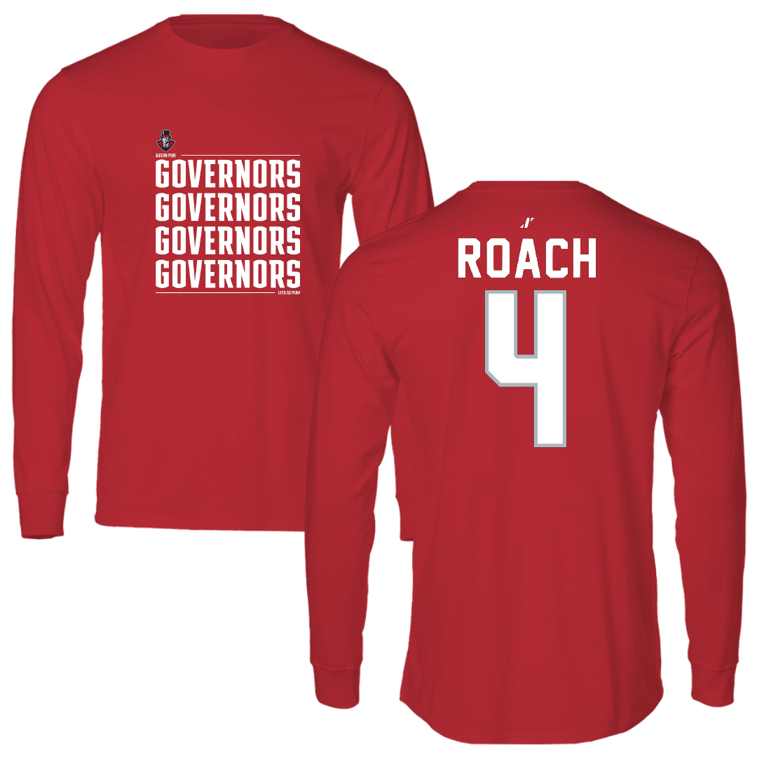 Austin Peay State University Softball Red General Long Sleeve - #4 Raylon Roach