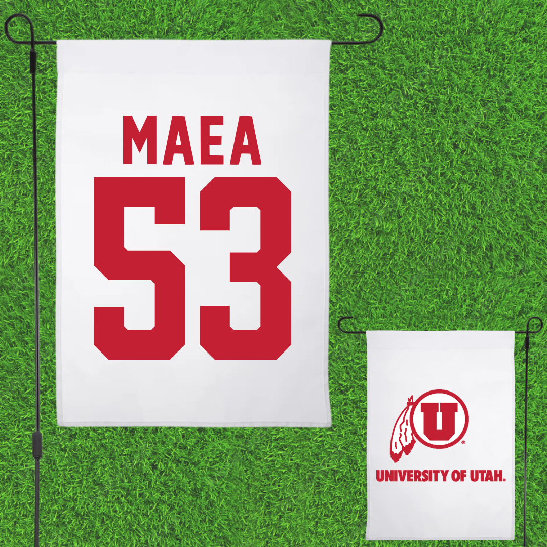 University of Utah Football White Garden Flag - #53 Johnny Maea