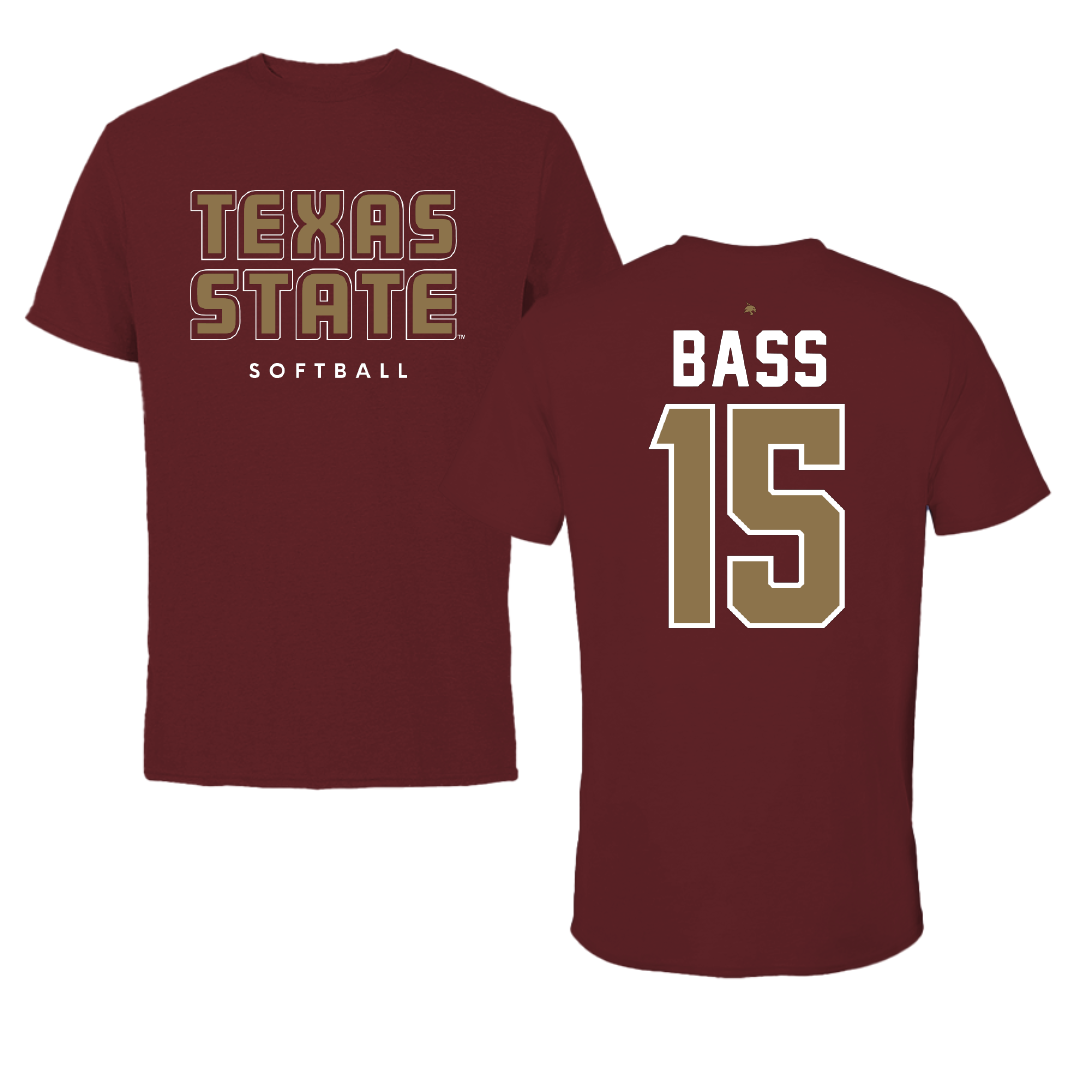 Texas State University Softball Maroon Tee - #15 Karmyn Bass